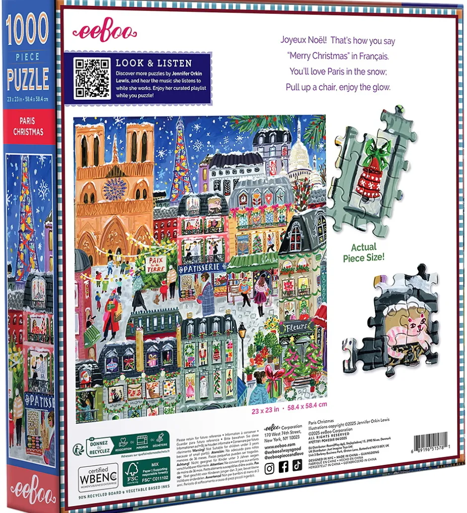 Eeboo Puslespil - 1000 Brikker - 58,4x58,4 cm - Paris Christmas