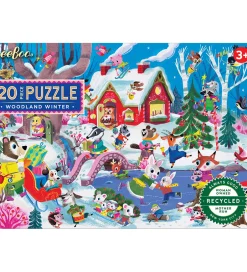 Puslespil*Eeboo Puslespil - 20 Brikker - 28x38 cm - Woodland Winter
