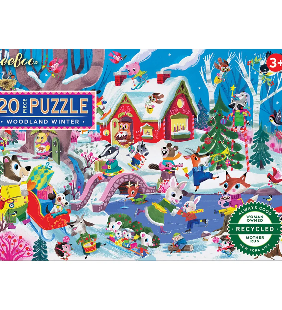 Puslespil*Eeboo Puslespil - 20 Brikker - 28x38 cm - Woodland Winter