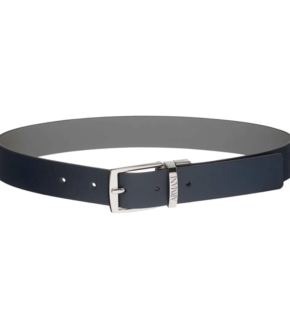 Bælter*Emporio Armani Bælte - Vendbar - Navy/Grå