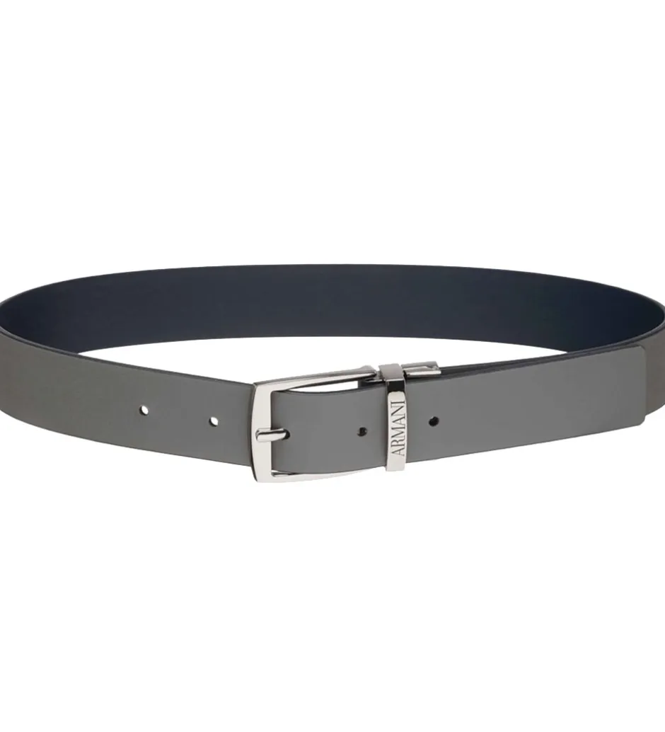 Bælter*Emporio Armani Bælte - Vendbar - Navy/Grå