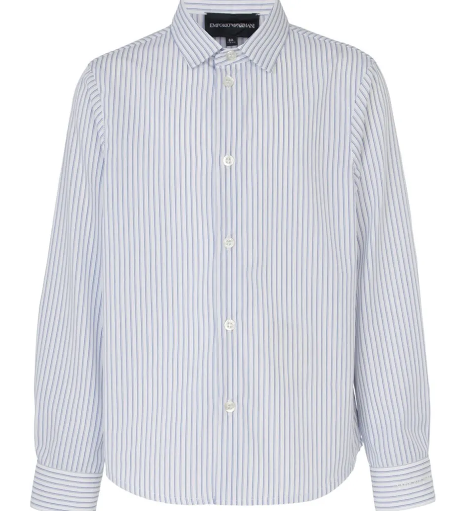 Konfirmationstøj*Emporio Armani Skjorte - Hvid/Blåstribet