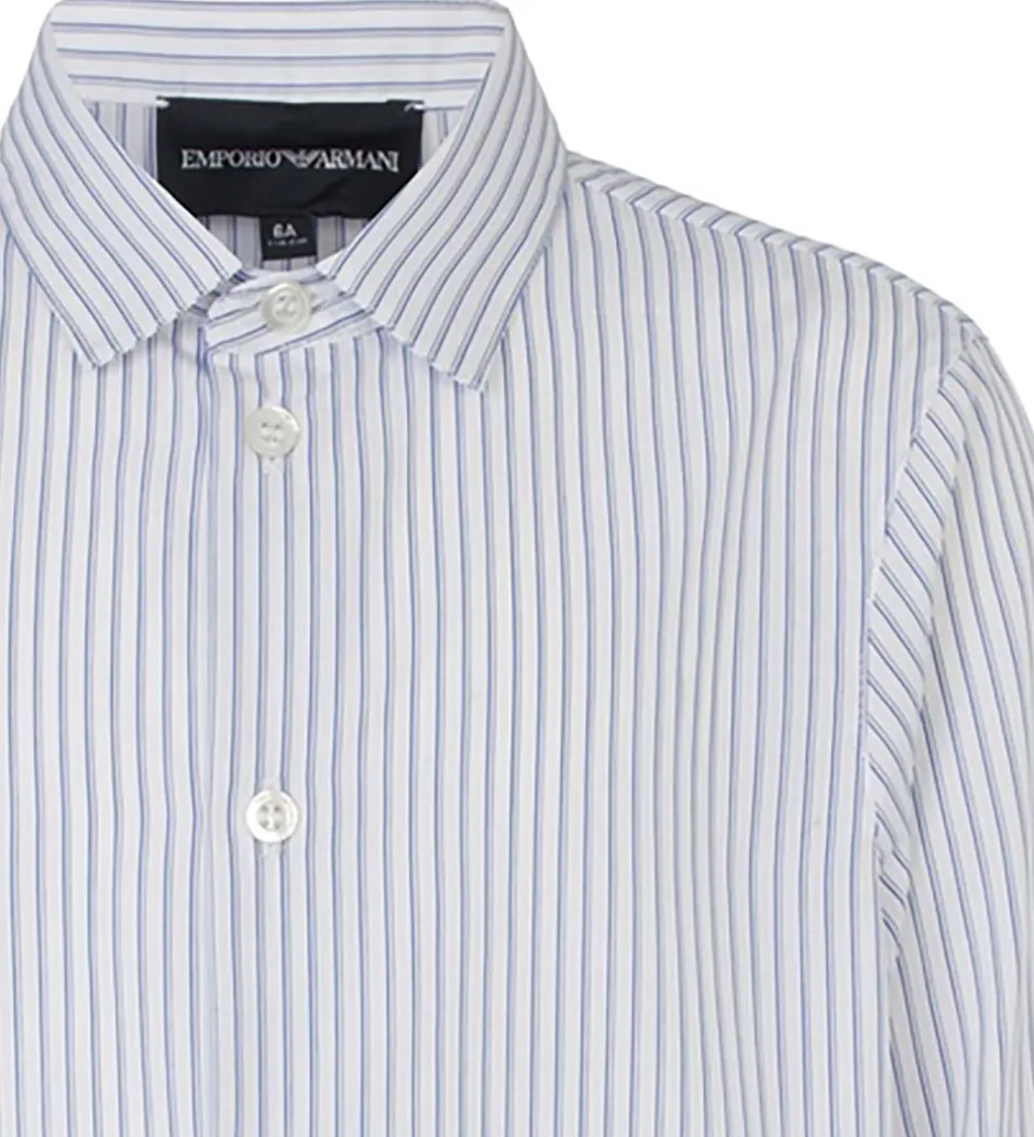 Konfirmationstøj*Emporio Armani Skjorte - Hvid/Blåstribet