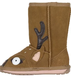 Bamsestøvler*EMU Australia Bamsestøvler - Chestnut m. Hjort