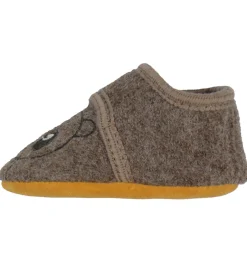 En Fant Hjemmesko - Uld - Chocolate Brown m. Bjørn