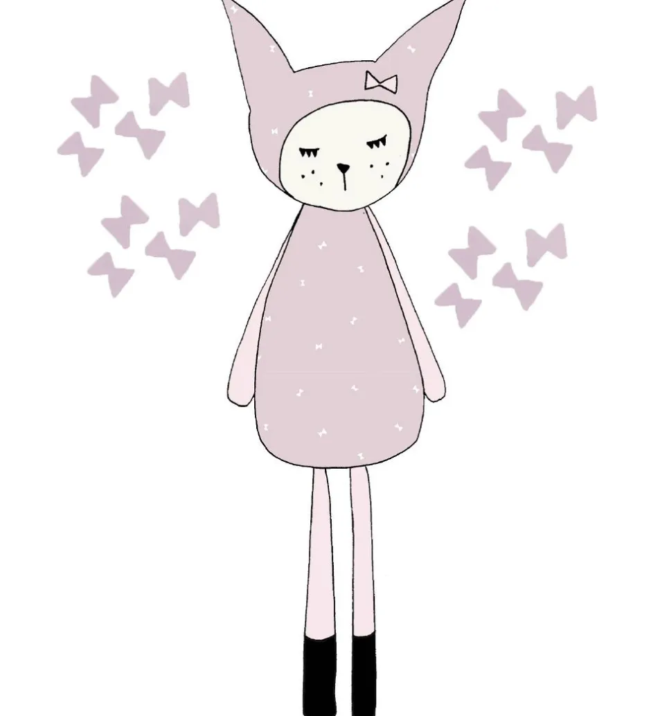 Wallsticker*Fabelab Wallstickers - Dreamy Friend Bunny - Lys Lilla m. Kanin