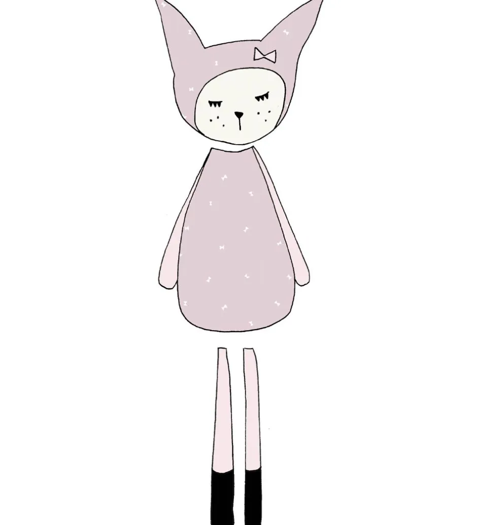 Wallsticker*Fabelab Wallstickers - Dreamy Friend Bunny - Lys Lilla m. Kanin