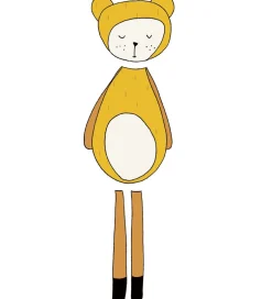Fabelab Wallstickers - Dreamy Friend Bear - Gul m. Bjørn
