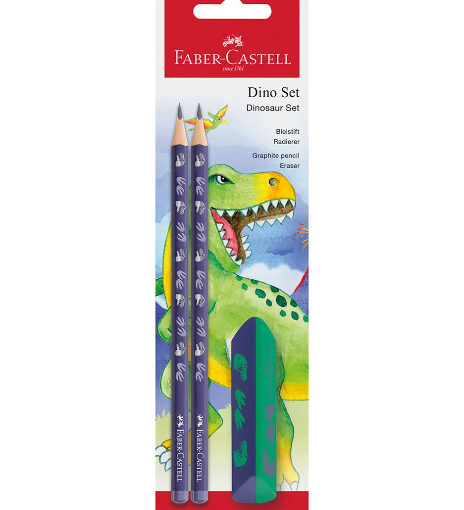 Tuscher Og Farver*Faber-Castell Blyantsæt - 3 Dele - Dinosaur