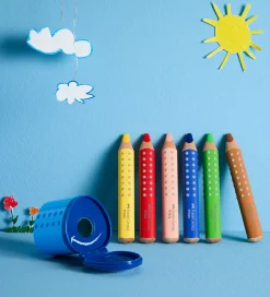 Tuscher Og Farver|Skriveredskaber*Faber-Castell Farveblyanter - XXL Jumbo Grip + Spidser - 6 stk.