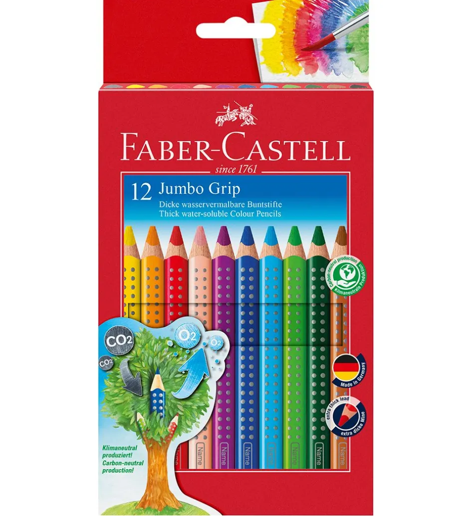 Maling*Faber-Castell Farveblyanter - Jumbo Grip - Akvarel - 12 stk - Mu
