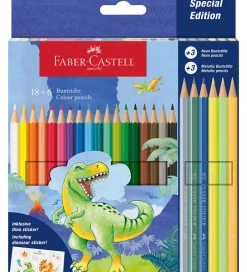 Tuscher Og Farver|Skriveredskaber*Faber-Castell Farveblyanter - 18+6 stk. - Dinosaur Metallic/Neon