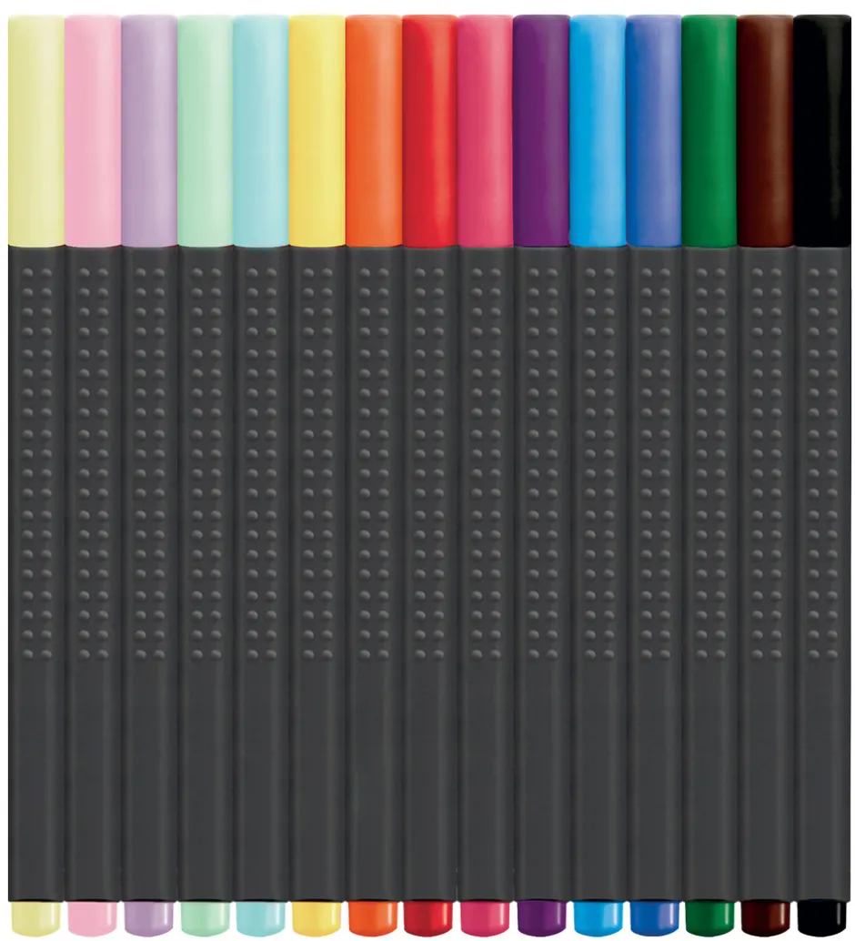 Faber-Castell Tuscher - Grip Finepen - 15 stk. - Multi/Pastel