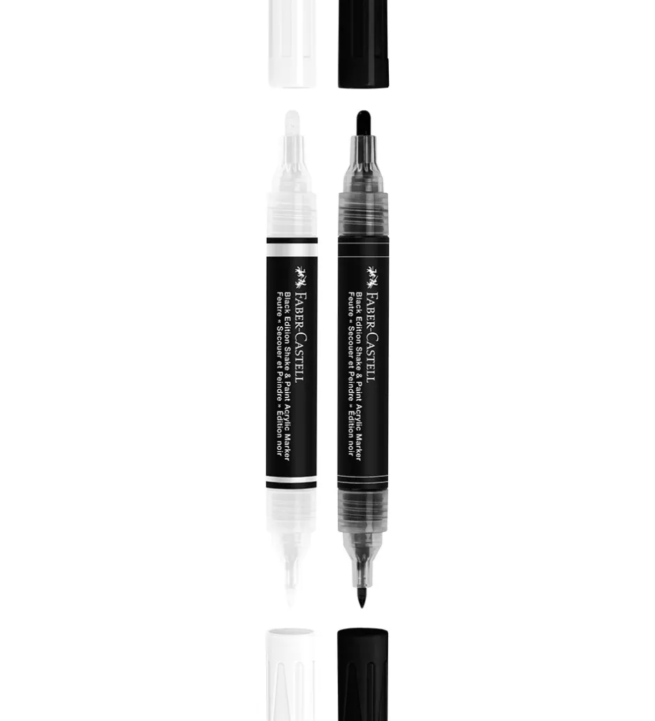 Faber-Castell Tuscher - Shake & Paint Acrylic - 2 Stk. - Sort/Hv