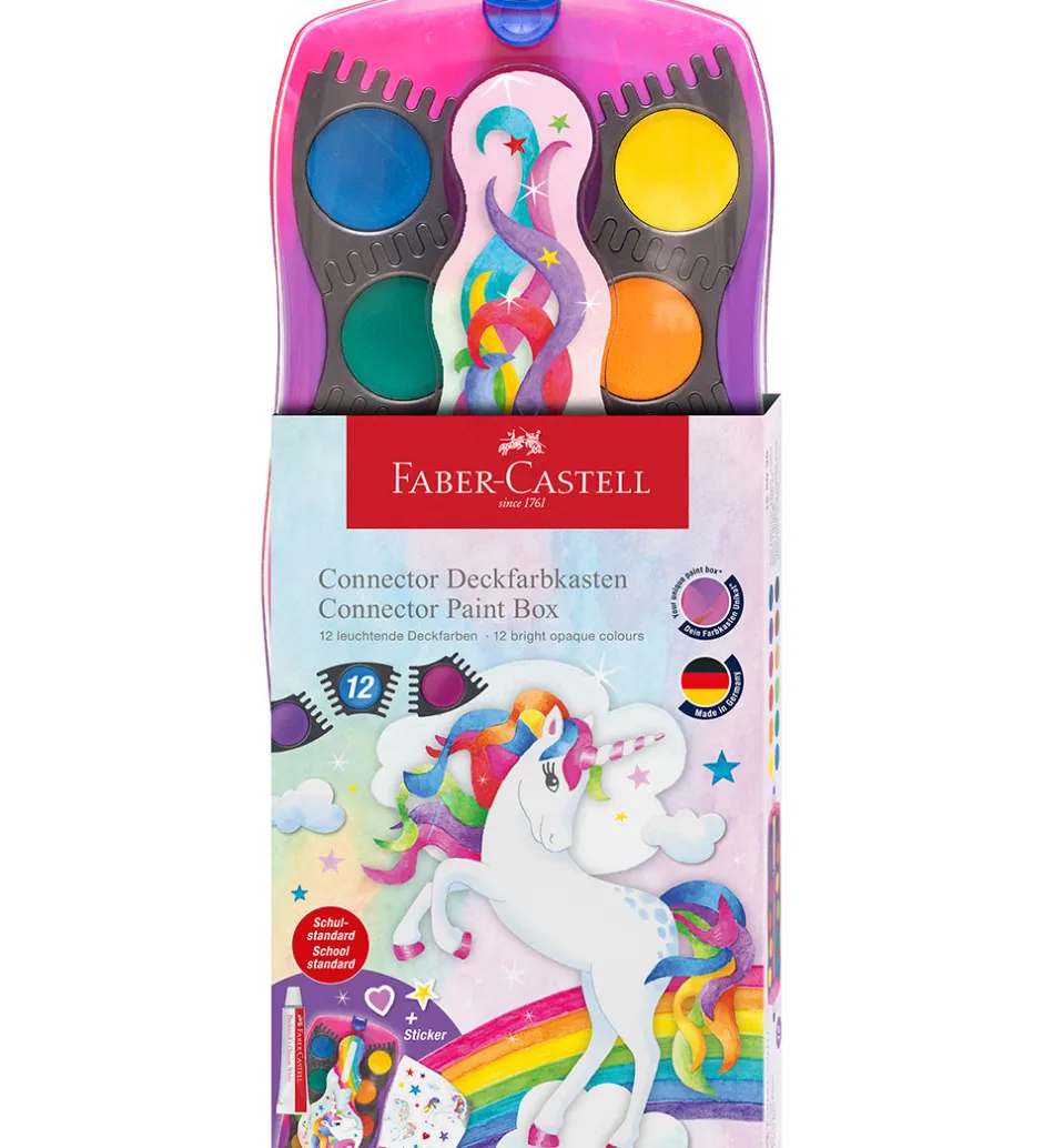 Maling*Faber-Castell Vandfarve - Unicorn Pink - 12 Farver + Chinese Whi