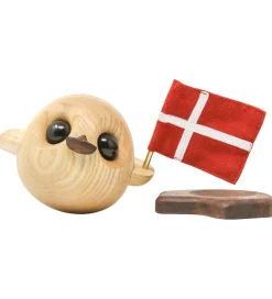 Dekoration*FableWood Ælling m. Flag - Pick-Me-Up Villy - 10 cm - Natur