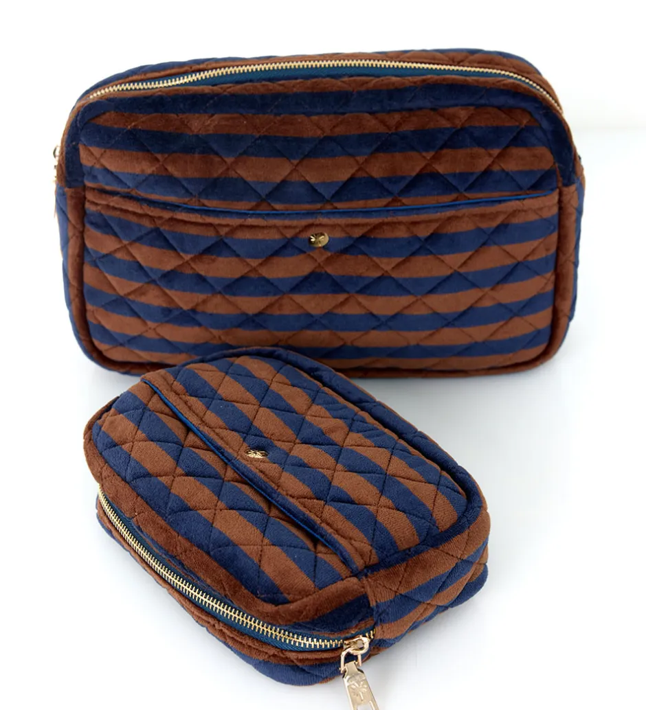 Toilettasker|Toilettasker*Fan Palm Toilettaske - Medium - Quiltet - Blues & Stripes