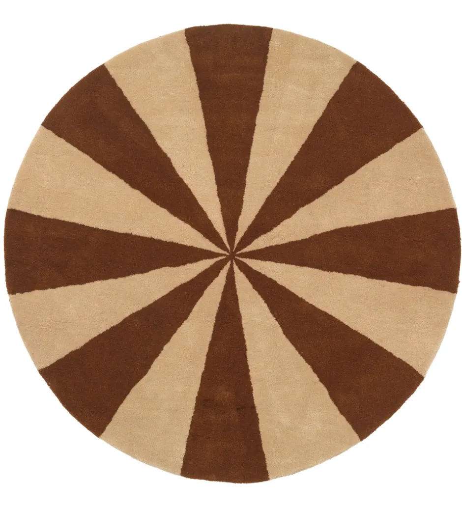 Ferm Living Gulvtæppe - Uld - Ø: 130 cm - Brick/Hvid