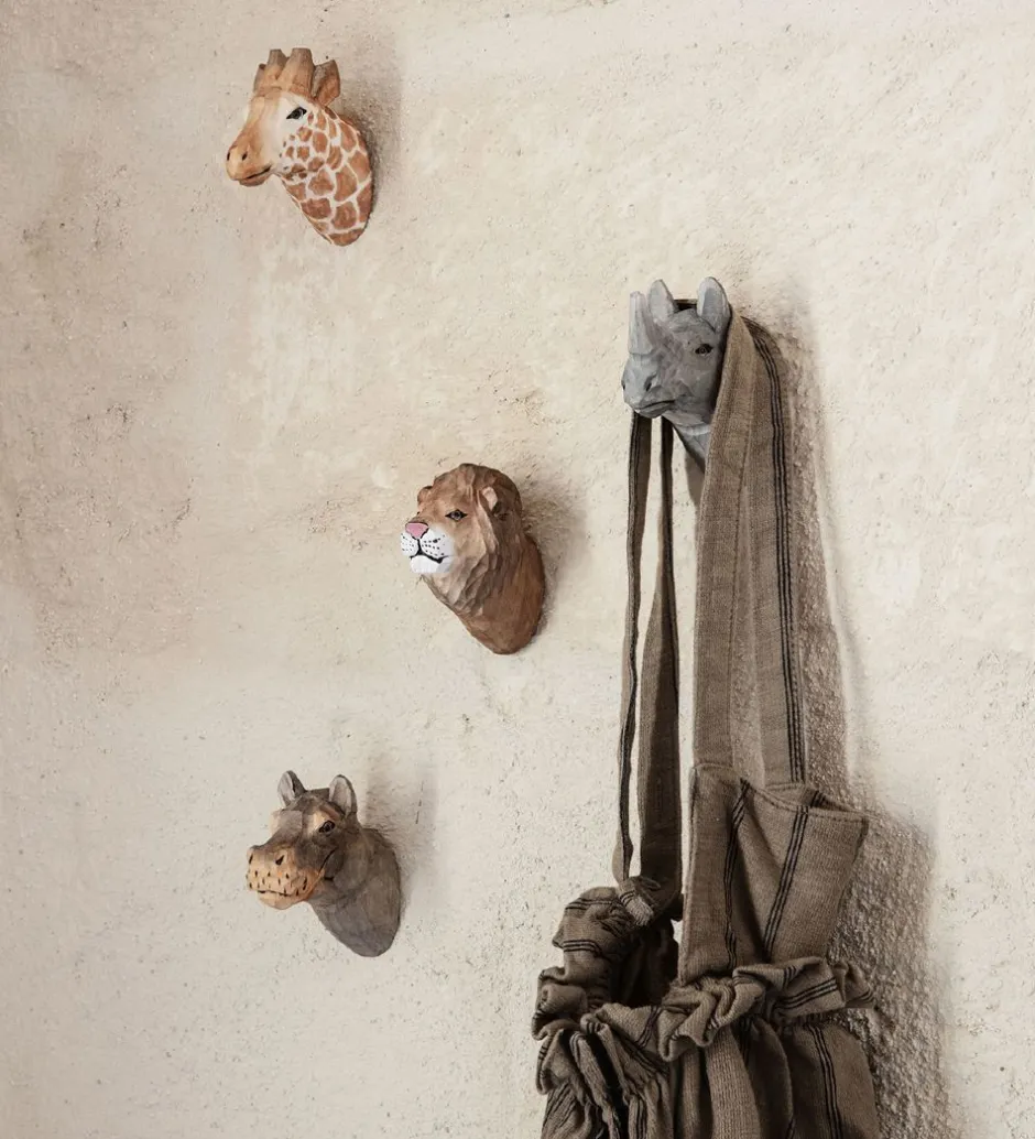Ferm Living Knage - Håndskåret Træ - 9,5x9,5x5 cm - Løve