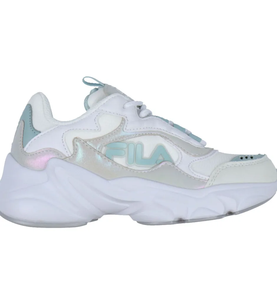 Børnesko Og Babysko*Fila Sko - Collene Logo - Hvid/Silver/Blue Haze