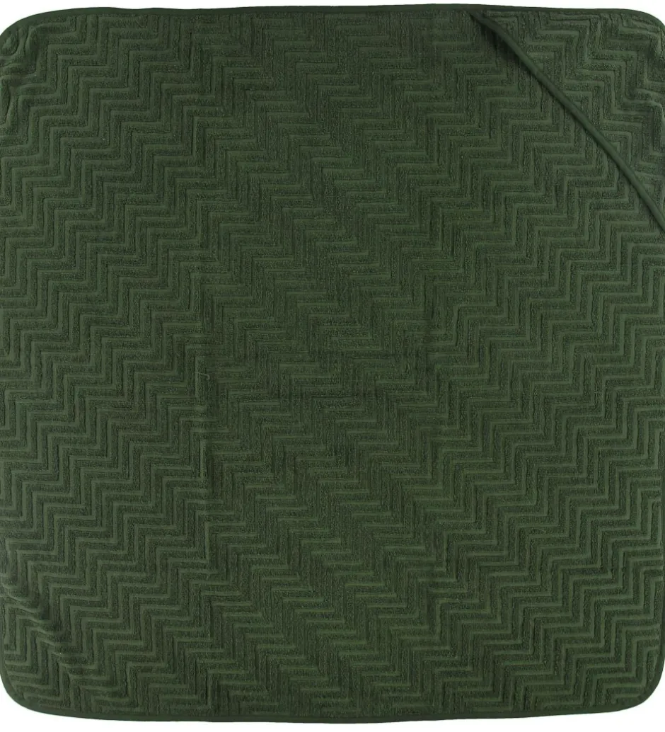 Filibabba Babyhåndklæde - Zigzag - 90x90 cm - Dark Green