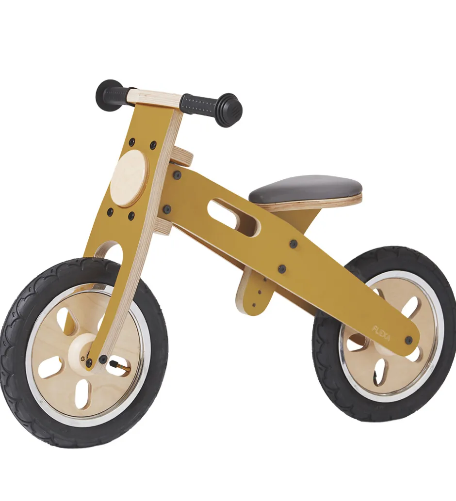 Flexa Løbecykel - Indendørs - Træ - Play - Mustard/Birch Plywood