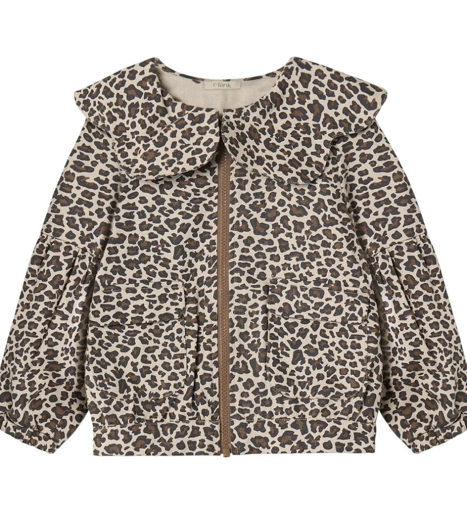Børn Fliink Denimjakke - Leo - Bomber - Pine Bark AOP