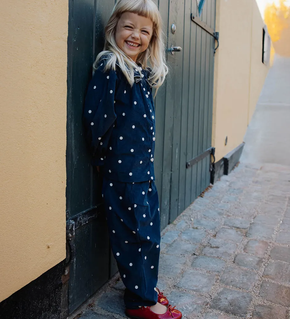 Børn Fliink Skjorte - Fløjl - Dolly - Insignia Blue AOP