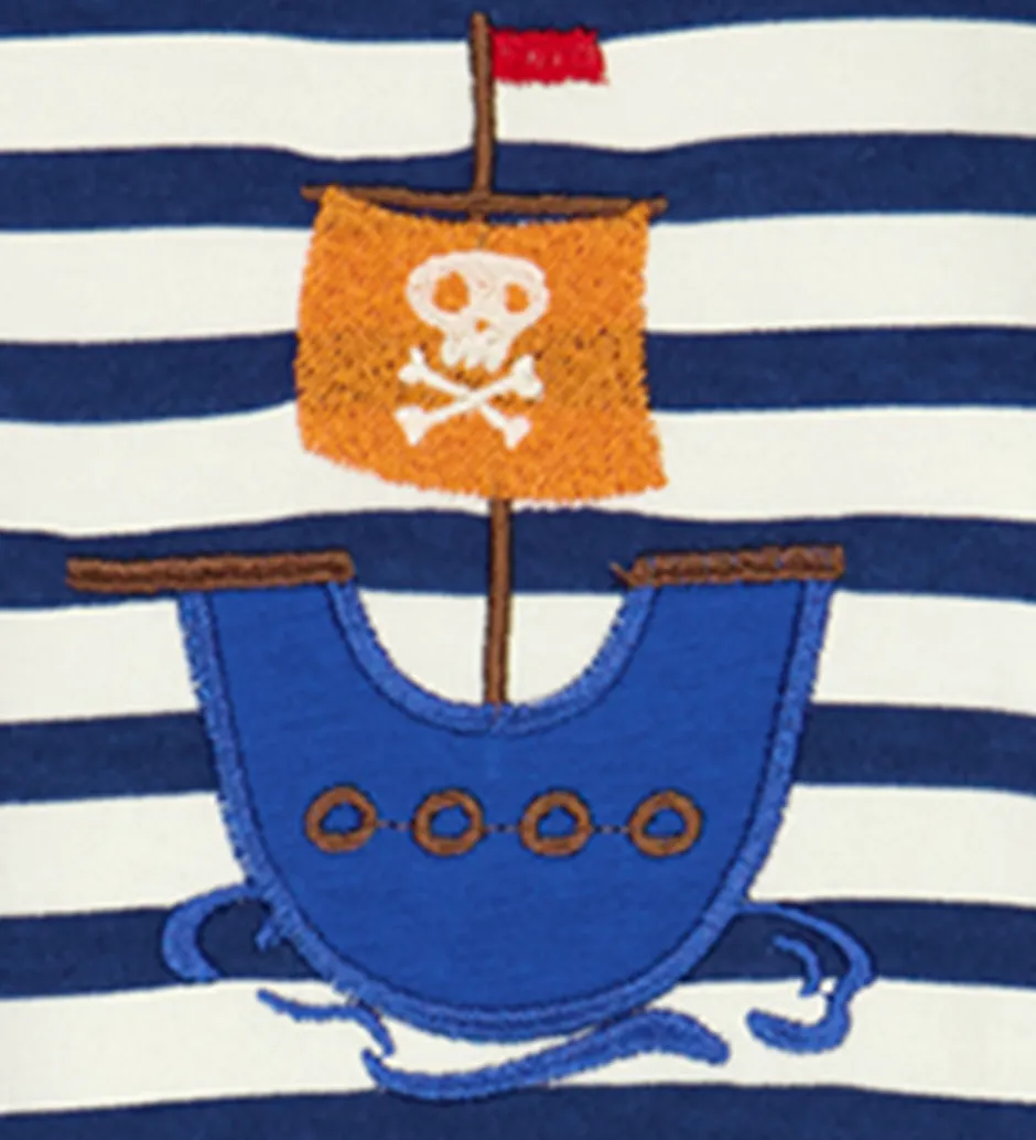 Børn Freds World Sommerdragt - Stripe applique - Almond/ Navy