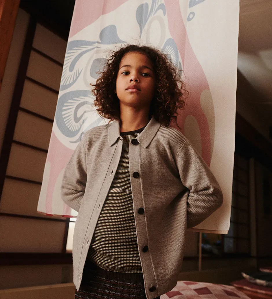 Børn FUB Cardigan - Strik - Uld - Oat Melange