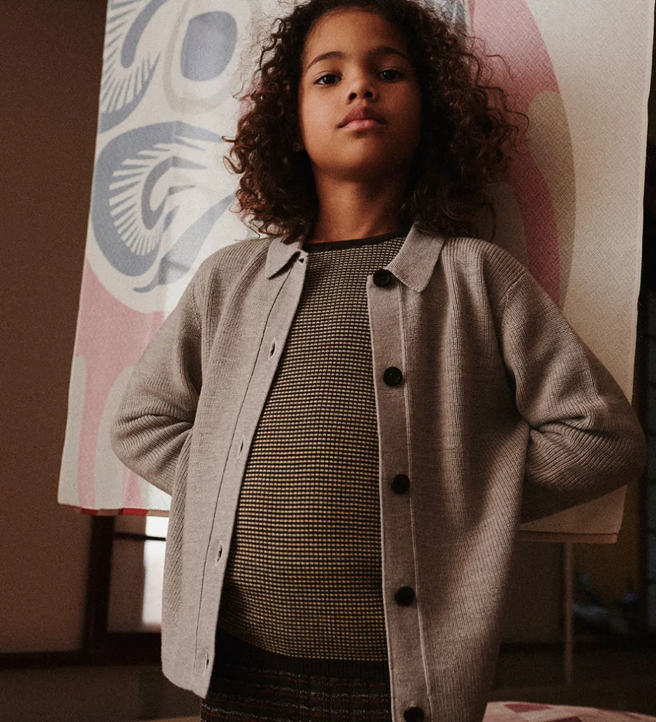 Børn FUB Cardigan - Strik - Uld - Oat Melange