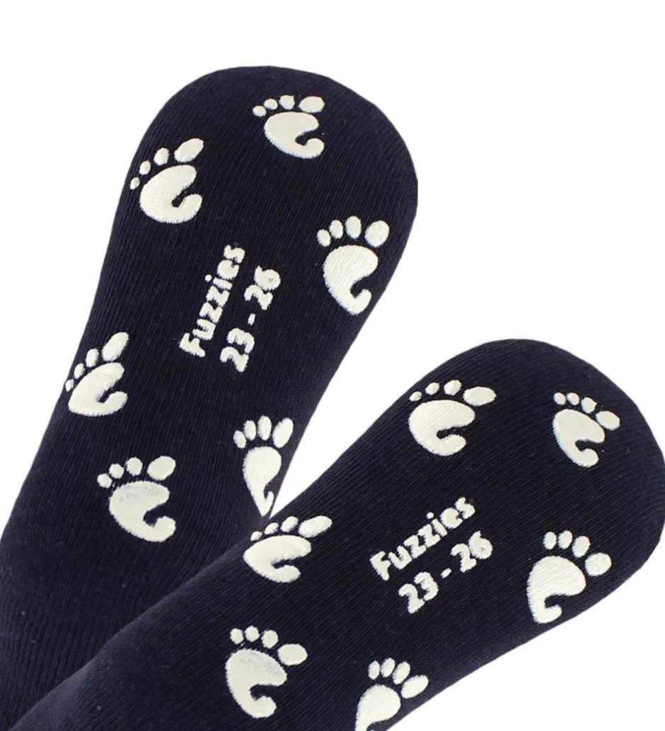 Børn Fuzzies Strømper m. Antiskrid - Navy