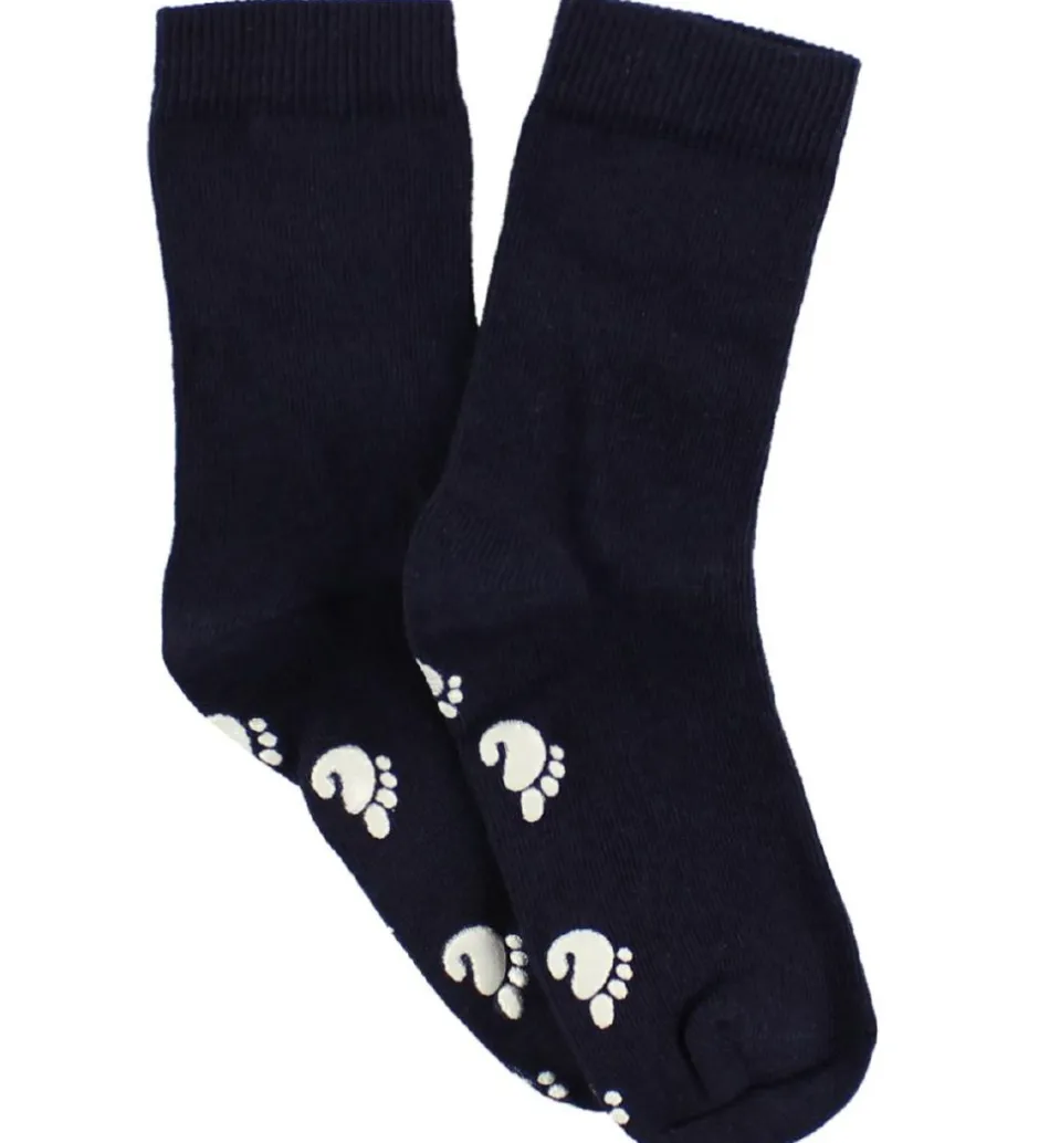 Børn Fuzzies Strømper m. Antiskrid - Navy