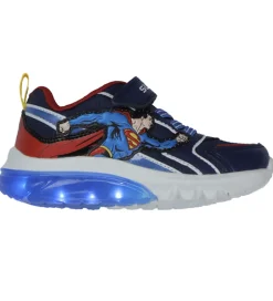 Børn Geox Sko m. Lys - J Ciberdron - Blå/Rød m. Superman