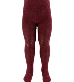 Strømpebukser*GoBabyGo Kravlestrømpebukser - Bambus - Wine Red m. Glimmer