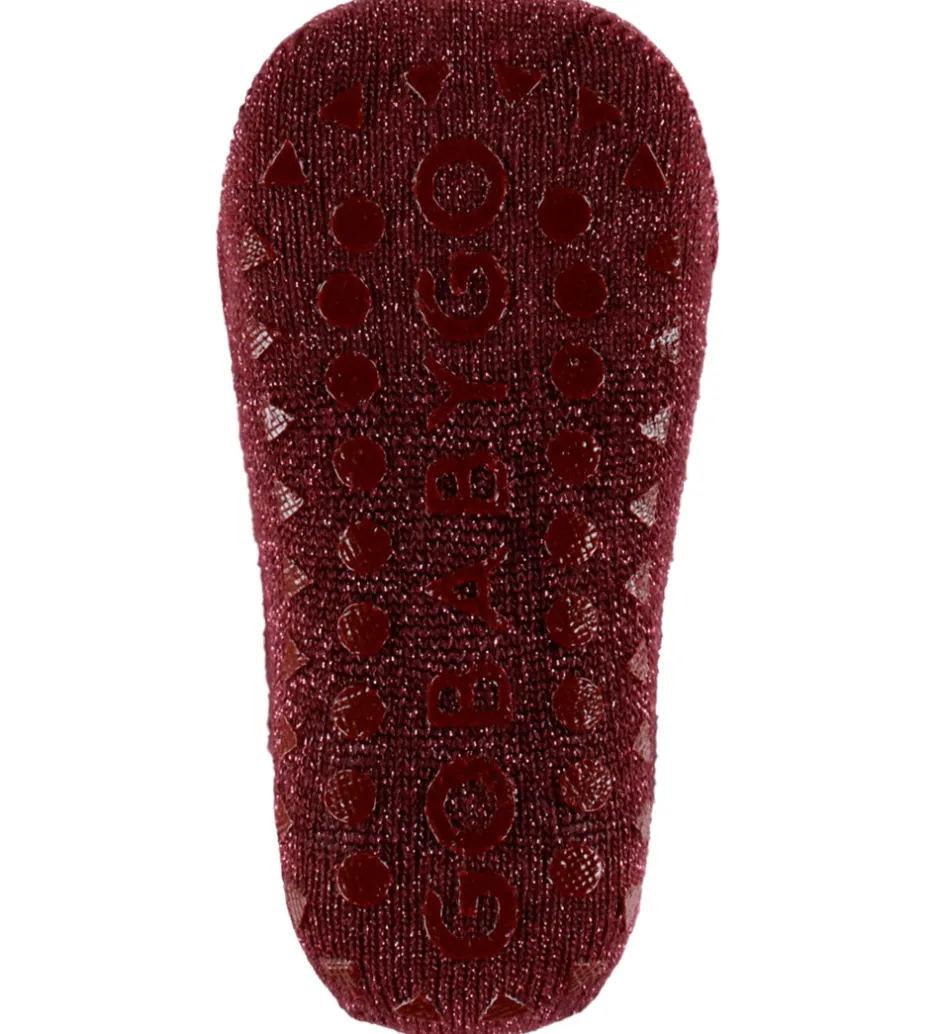 Strømpebukser*GoBabyGo Kravlestrømpebukser - Bambus - Wine Red m. Glimmer