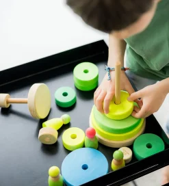 Stablelegetøj*Grimms Stabletårn - Træ - Stor - Neongrøn