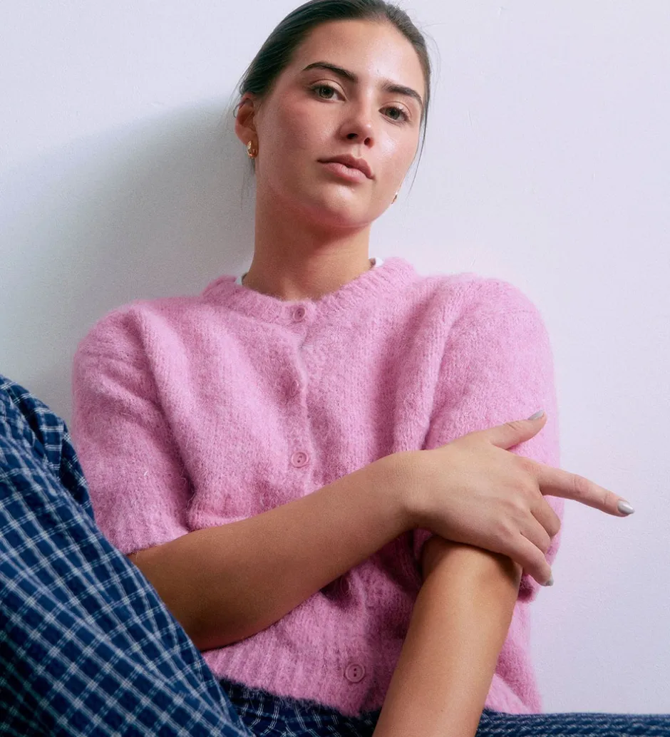 Børn Grunt Cardigan - Strik - GrEvissa - Rose