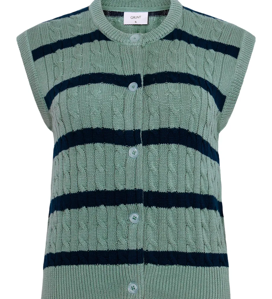 Børn Grunt Vest - Strik - GrLine - Dust Green/Navy