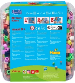 Perler*Hama Maxi Perler - Gurli Gris + Lillesøster Evie - 900 Stk.
