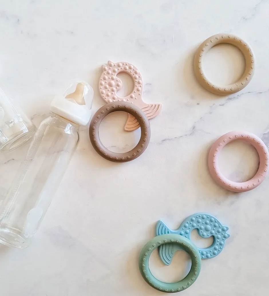 Bideringe|Babylegetøj*Hevea Bideringe - 2-pak - Sand & Tan Beige