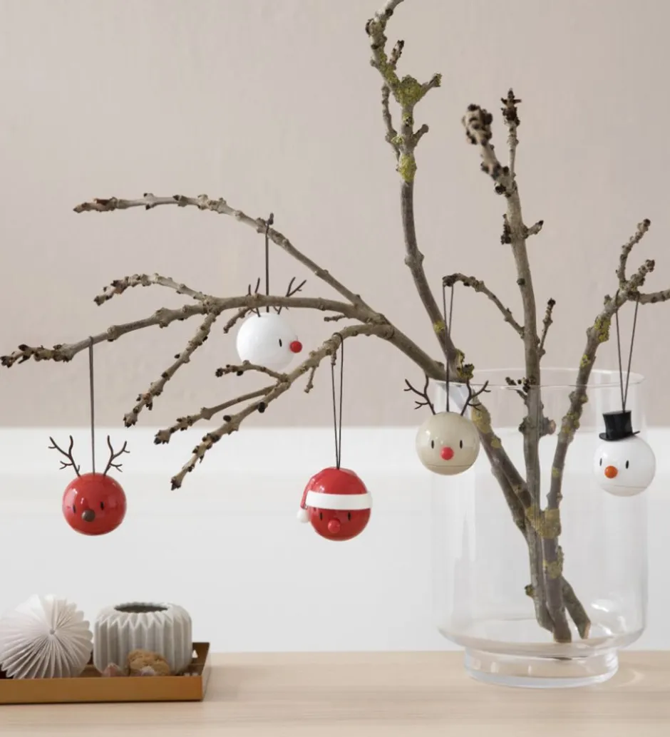 Hoptimist Julekugler - Snowman - 2 stk - Ø:5 cm - Hvid