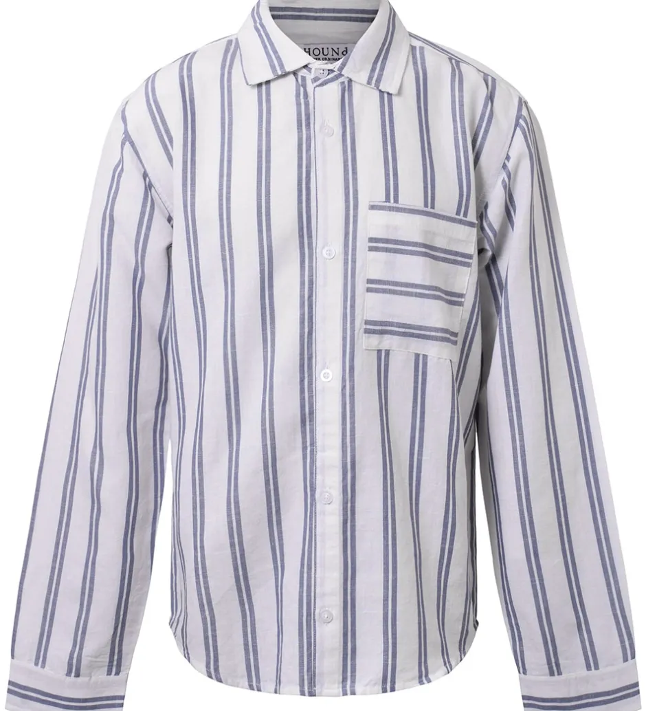 Konfirmationstøj*Hound Skjorte - Linen Blend - Deep Blue/Hvid