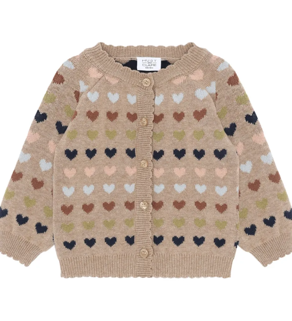 Børn Hust and Claire Cardigan - HCCilja - Biscuit m. Hjerter