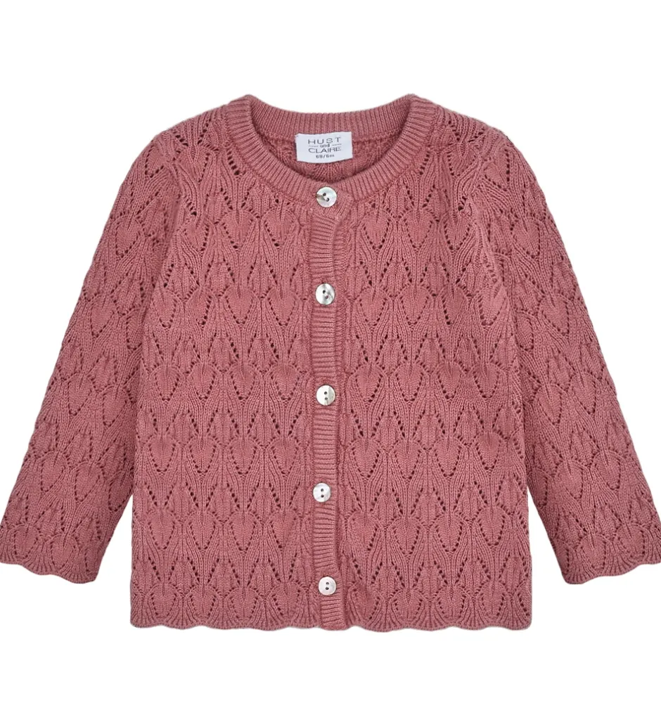 Striktrøjer*Hust and Claire Cardigan - Strik - Cilja Pointelle - Dry Rose