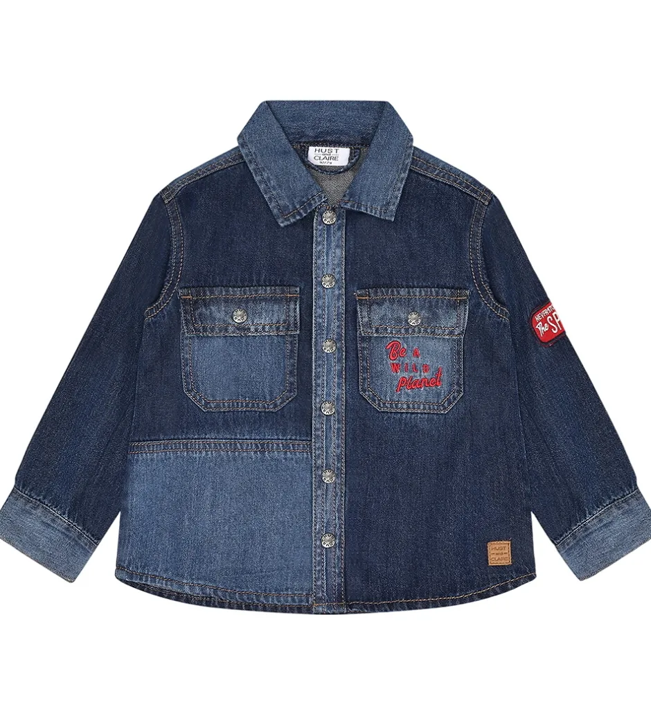 Børn Hust and Claire Denimskjorte - Ravn - Dark blue denim
