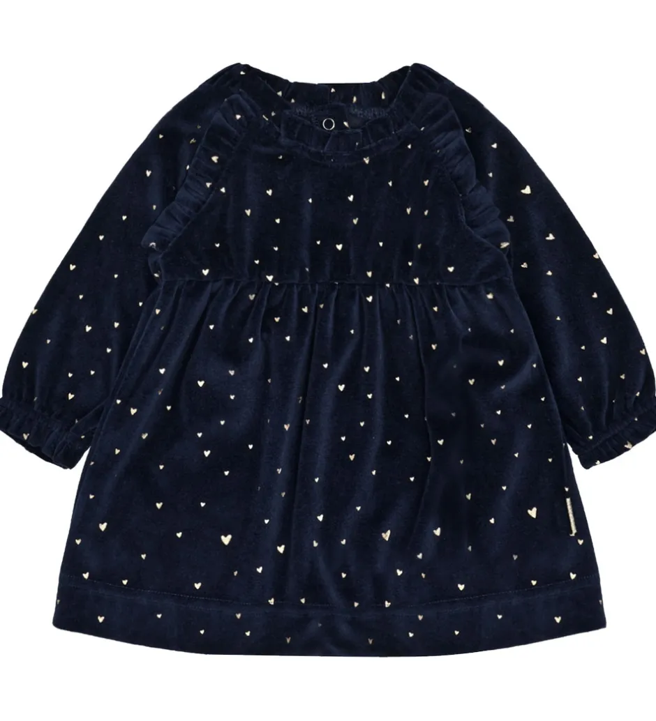 Børn Hust and Claire kjole - Velour - HCKis - More Navy m. Guld