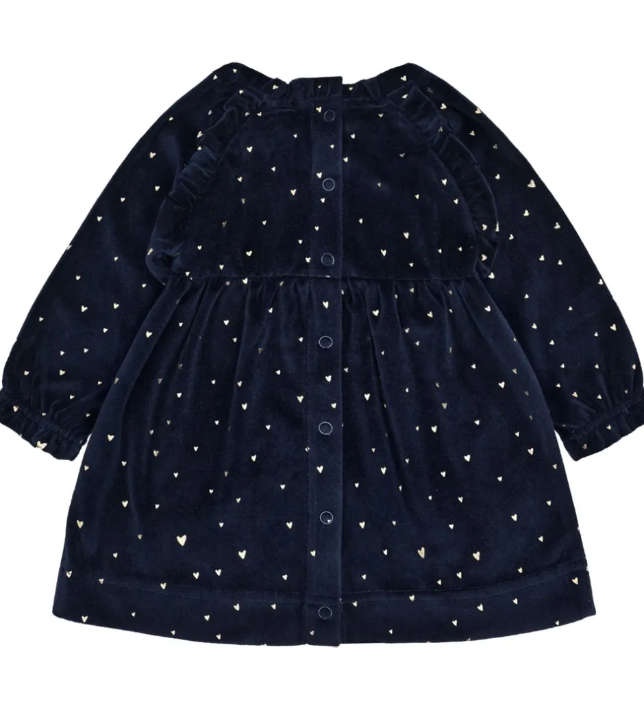 Børn Hust and Claire kjole - Velour - HCKis - More Navy m. Guld