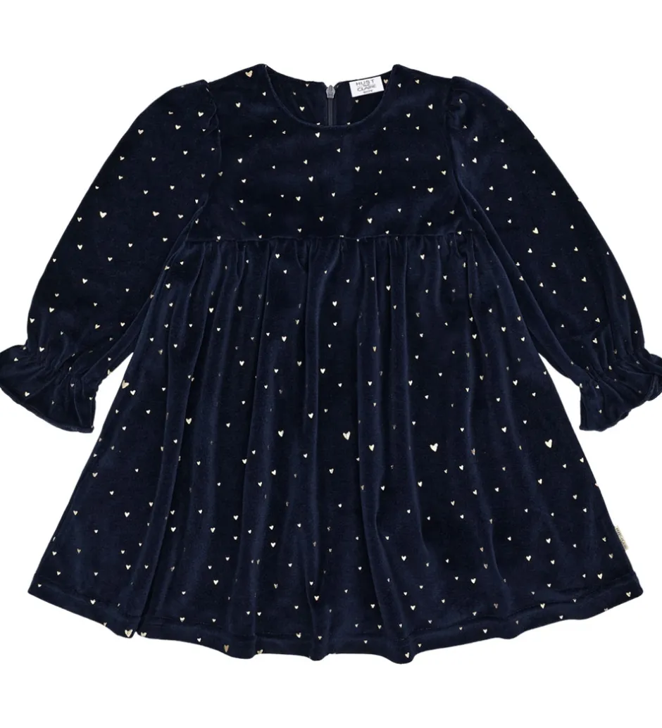 Kjoler*Hust and Claire Kjole - Velour - HCDonna - More Navy m. Guld