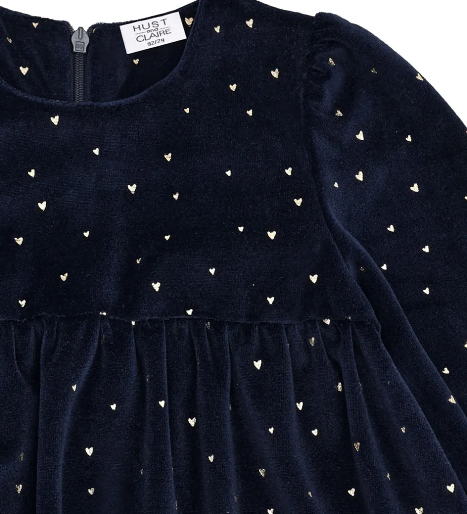 Kjoler*Hust and Claire Kjole - Velour - HCDonna - More Navy m. Guld